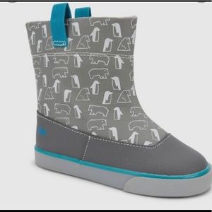 See Kai Run Gray Boots with Blue Trim